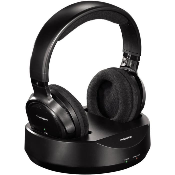 Thomson Casque sans fil -WHP3001BK- sans fil avec station de recharge (Over-Ear, système PPL, portée 100 m, 863 MHz, sans fil) noir