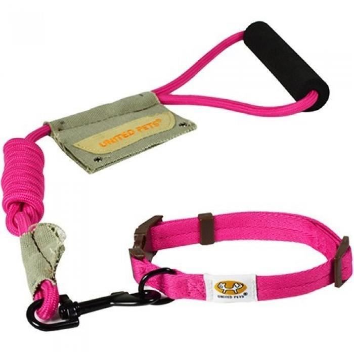 UNITED PETS LAISSE/COLLIER POUR CHIEN ROSE GRAND 46-68 CM