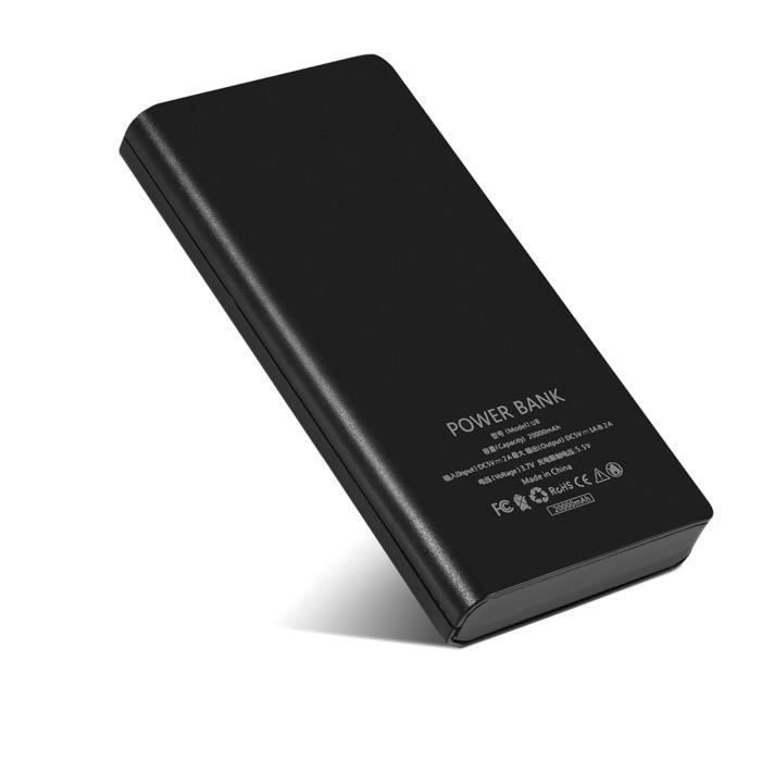 VINGVO banque de batteries USB 20000mAh 8 x 18650 Batteries Power Bank Kit Case Shell Dual USB + Type-C + Micro USB Port Noir DUO