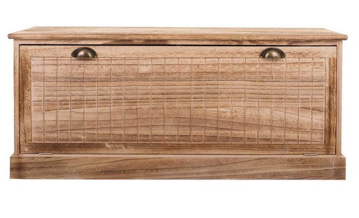 malle, coffre de rangement rectangulaire en bois coloris naturel - longueur 104 x profondeur 40 x hauteur 45 cm