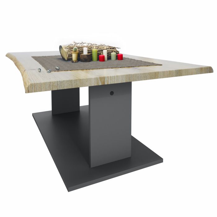 table de salon table basse melo en anthracite avec plateau de dessus en chêne nordique 102 x 40 x 67,5 cm