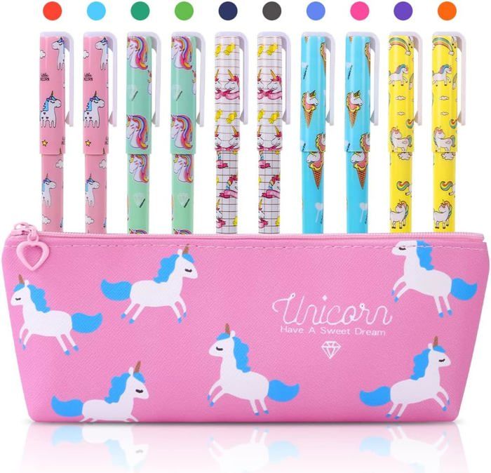 PinkSheep – Trousse Licorne Pailletée Avec 36 Pièces De Papeterie – Kits De Coloriage Pour Filles 4-12 Ans – Cadeau Anniversaire Créatif