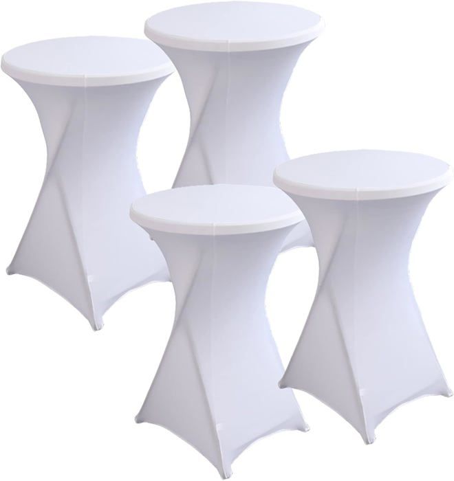 2 Nappes Stretch Pour Table Haute Zhufas - 80x110cm - Blanc - Polyester/Élasthanne - Pour Bar Et Fêtes