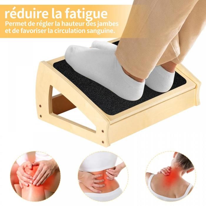 Repose-Pieds En Bois Sous Le Bureau Réglable À 3 Positions En Hauteur