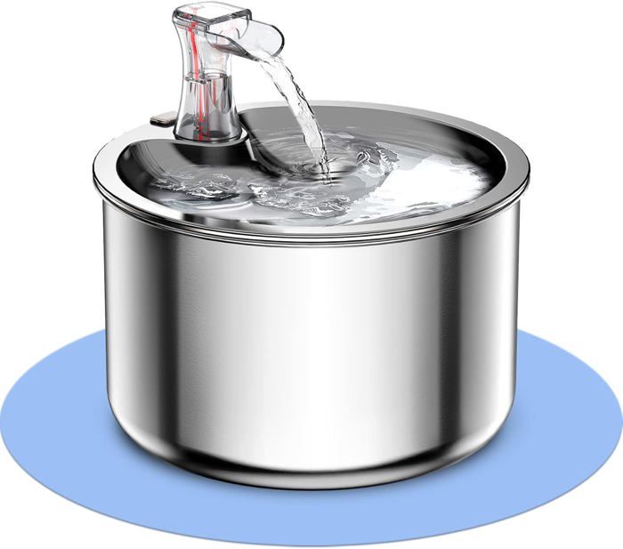 Comparer les prix de Fontaine à Eau pour Chat Chien, Distributeur Eau pour Chat Ultra Silencieux, Fontaine à Boire Automatique en Acier Inoxydable