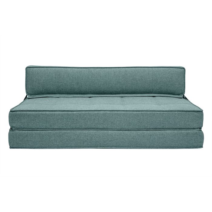 Miliboo - Chauffeuse convertible 2 places en tissu vert de gris KATY