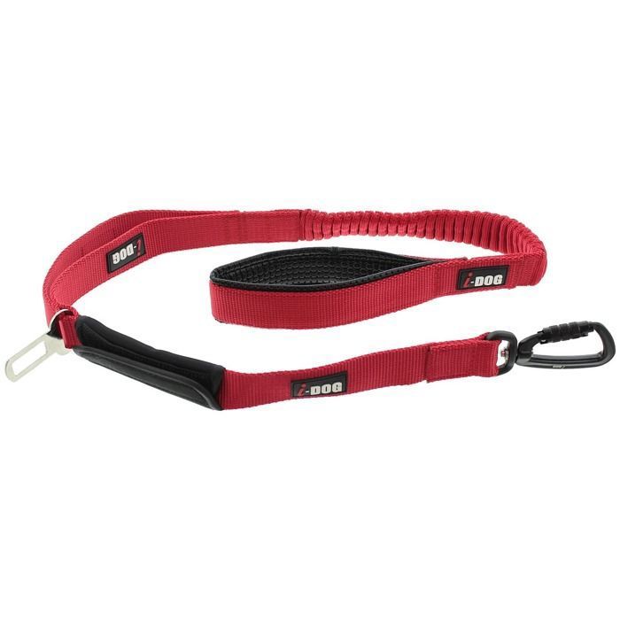 Laisse chien CONFORT PRO MAX avec boucle sécurité voiture 120cm Rouge