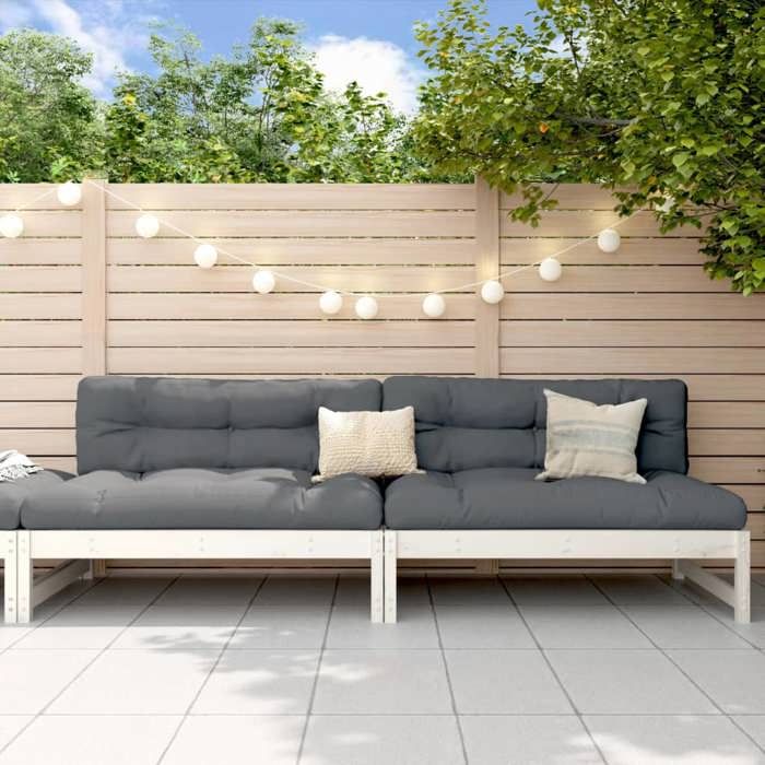 Mobilier de Terrasse - BONNIE - Canapés centraux de jardin - 2pcs blanc 120x80 cm bois pin massif - 120 x 84 x 70cm LLDS1756946