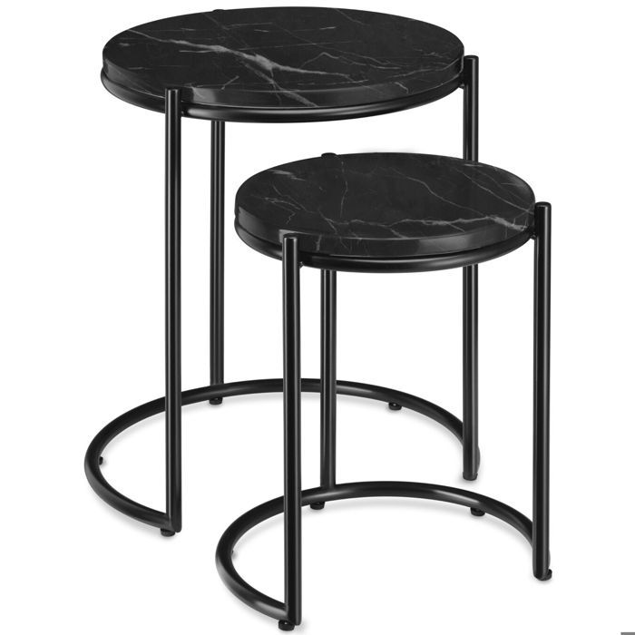 Table basse - TECTAKE - Lot de 2 tables dappoint ELSA à leffet marbre et acier deux tailles différentes - Noir Table basse - TECTAKE - Lot de 2 tables dappoint ELSA à leffet marbre et acier deux tailles différentes - Noir