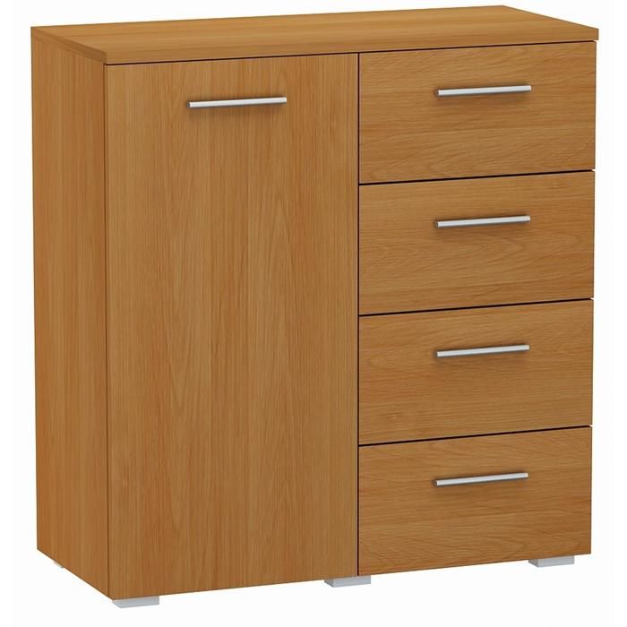Buffet avec 1 porte et 4 tiroirs Aulne - Meuble de Rangement Style contemporain - 80 x 35 x 84.5 cm