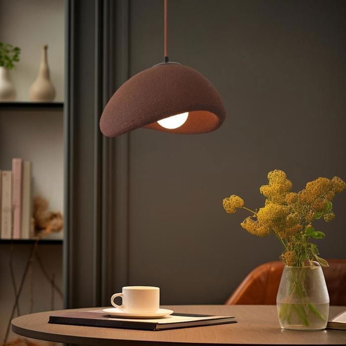 WOTTES Suspension Luminaire Moderne Créatif Marron Lustre Design Mousse Vintage E27 Lampe 1pcs Ø30cm pour Salon Salle à Manger