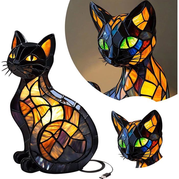 Lampe de chat Lampe de sculpture en résine fait à la main Éclairage de nuit coloré lumières de chevet LED sur le thème du chaton Lampe de chat Lampe de sculpture en résine fait à la main Éclairage de nuit coloré lumières de chevet LED sur le thème du chaton
