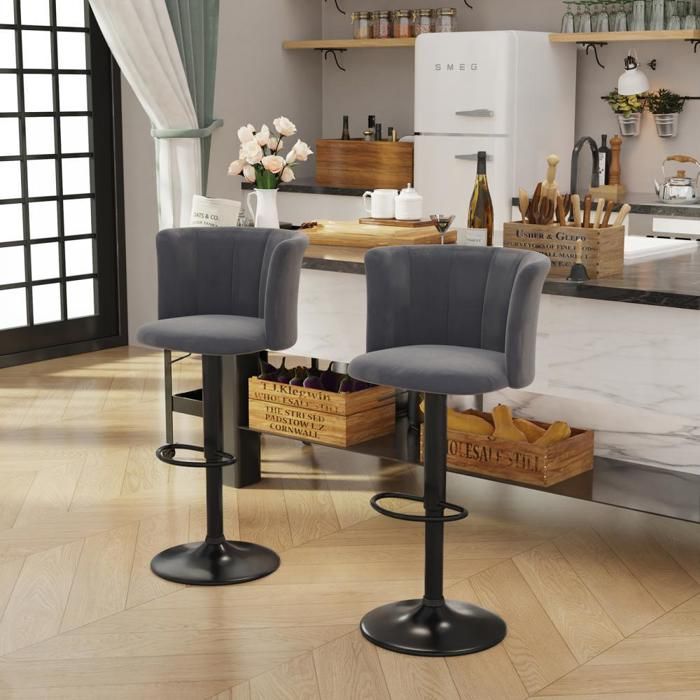 SUPFINE Lot de 2 Tabourets de Bar - Chaise de Bar Réglable en Hauteur pour salle à manger bar à domicile îlot de cuisine