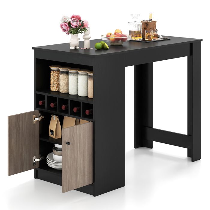 GIANTEX Table de Bar avec Rangement Plateau à Grain de