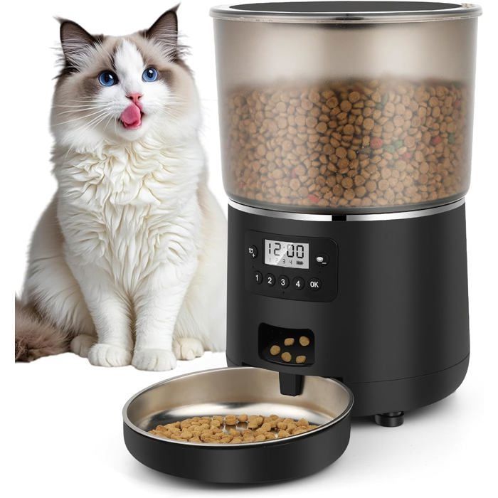 Meilleurs prix pour Distributeur Croquettes Chat Automatique Apritsce 4L Gamelle Chat Automatique avec Minuterie Programmable