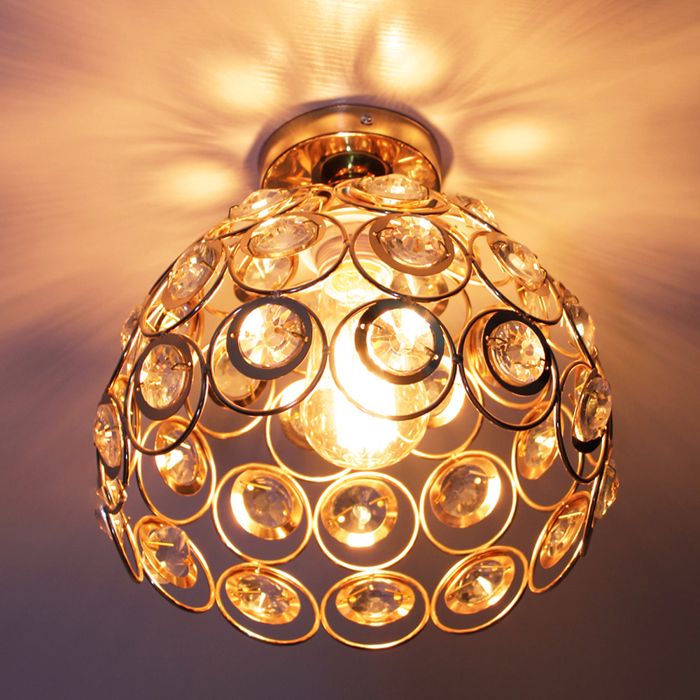 Plafonnier - SMOTOP - Cristal & métal doré - Ø26 cm - E27 60W