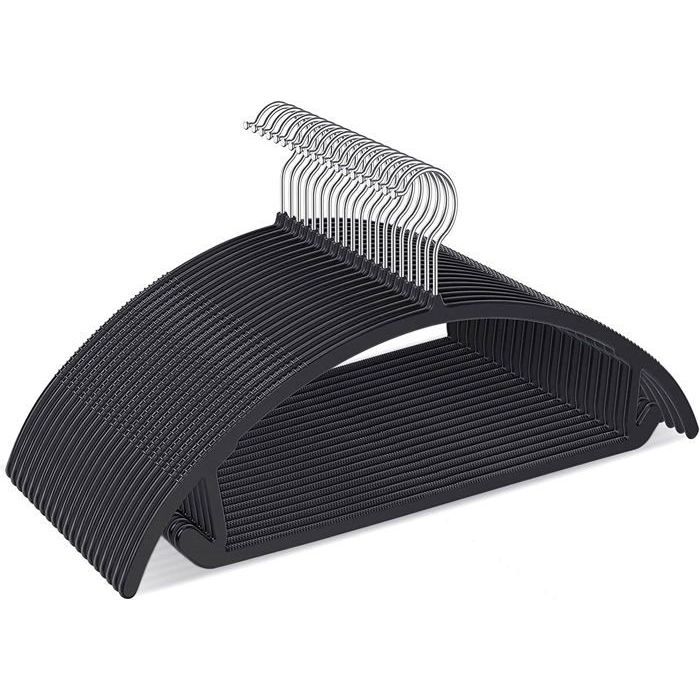 Ensemble de 5 cintres en plastique sans bosse crochets chromés antidérapants pour costumes manteaux chemises et plus YYV