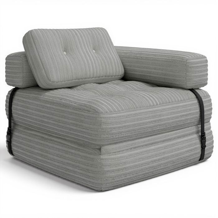 Canapé Compresse - Bealife - Fauteuil-lit Convertible - 1 Place - L - Velours Côtelé Gris - Sans Installation - Salon - Chambre