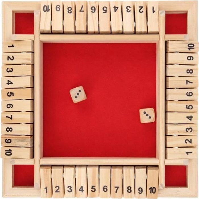 Shut The Box Lot De 10 Jeux De Voyage Pour 2 À 4 Joueurs,Jeu De Société En Bois Avec 8 Dés