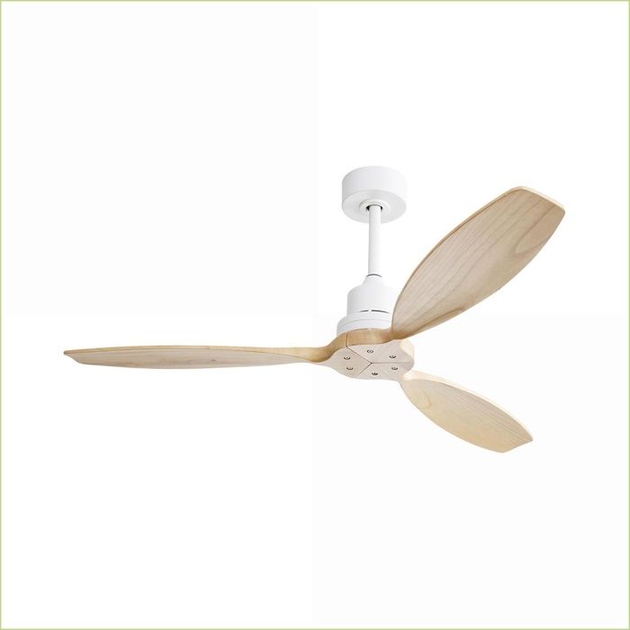 Ventilateur de plafond - 52 pouces ailes bois massif 6 vitesses télécommande - Blanc - Beverlyachorn