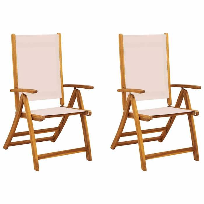 STAR SALE® Chaises pliables de jardin (2 pcs) - Sièges de jardin - bois dacacia et textilène 57x72x109 cm T2029