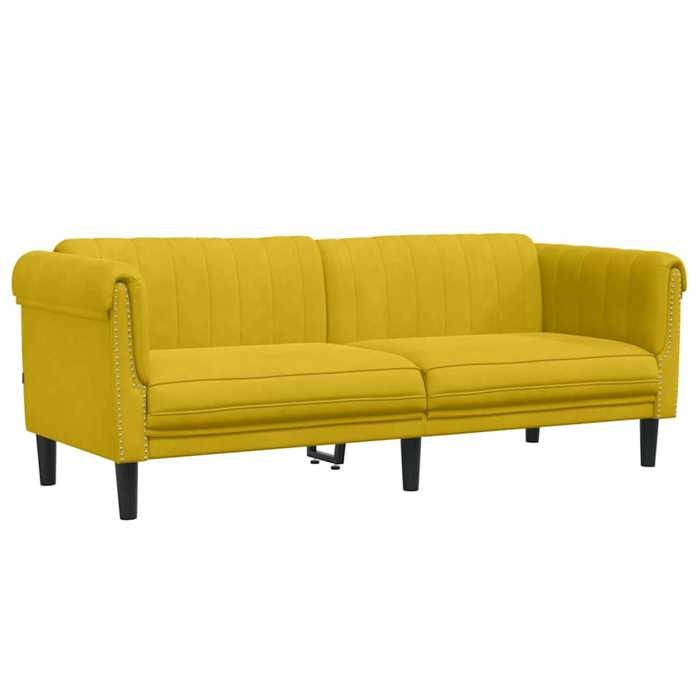 Canapé à 3 places VIDAXL Sofa triple jaune velours 203x77x74 cm S1920