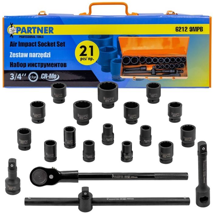 Clés à chocs 3/4 21 pièces TIR - Coffret doutils 17-50 mm 12 pans