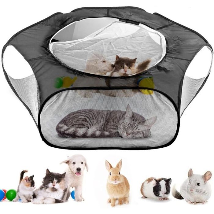 Parc pour Petits Animaux à Animaux Pliable Parc à Chiots Tente Respirante Animaux Compagnie Chiens Portable avec Fermeture Éclair