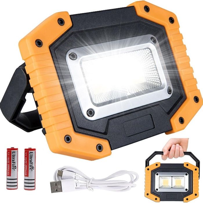 Projecteur LED rechargeable 30 W / 2000 lumens (3 modes batterie incluse)