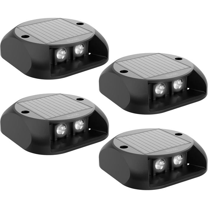 Lampe solaire extérieure - Quntis - Lot de 4 - Blanc froid - Étanche IP65 - Autonomie 20 heures - Panneau solaire 300mAh
