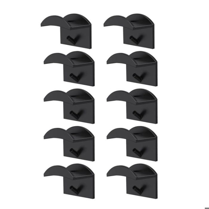 10pcs Crochets noir muraux pour chapeau support de casquette de baseball adhésif sans poinçon pour salon chambre MIROIR