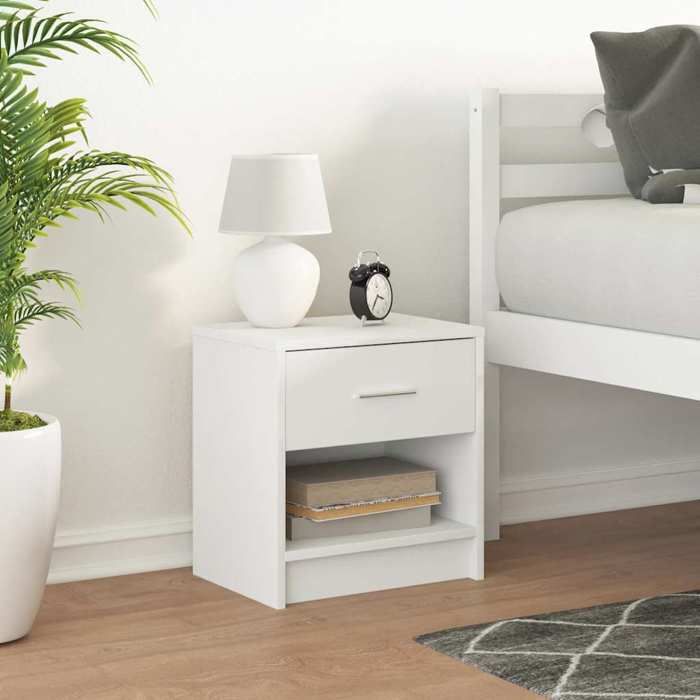 vidaXL Table de chevet avec tiroir blanche 39 x 28 x 41 cm 858749