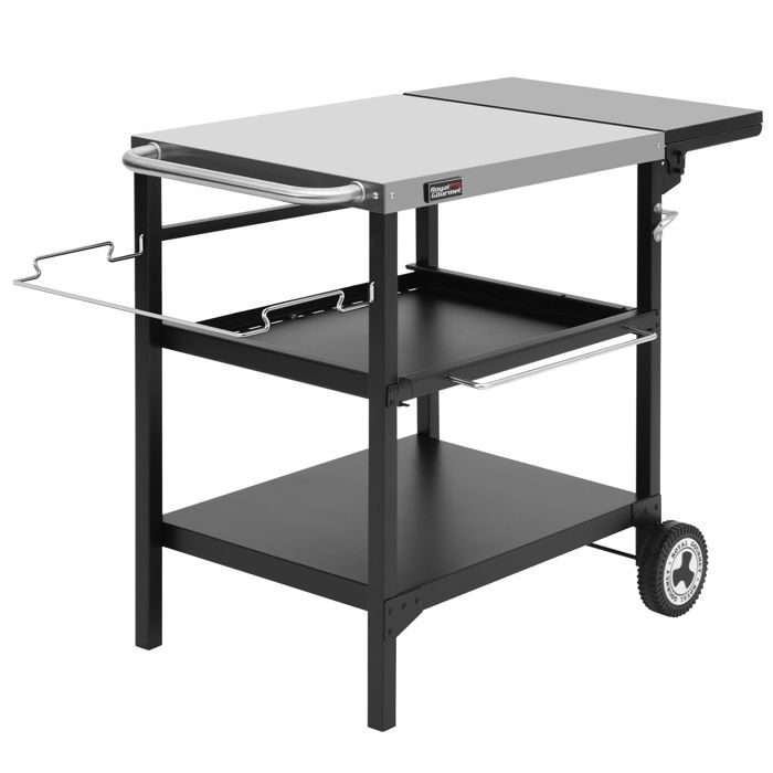 3 Étagères Chariot pour Barbecue avec Dessus de Table en Acier Inox -Royal Gourmet