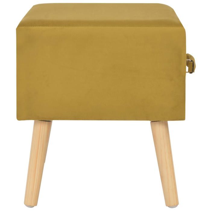 Cabinet de Lit Moderne Jaune Table de chevet/nuit avec rangement Moutarde 40x35x40 cm Velours CC2271