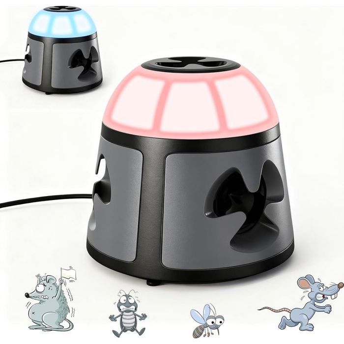 Répulsif ultrasonique à 360° contre les souris et les rats 4 modes avec lumière clignotante à brancher efficace contre les rong