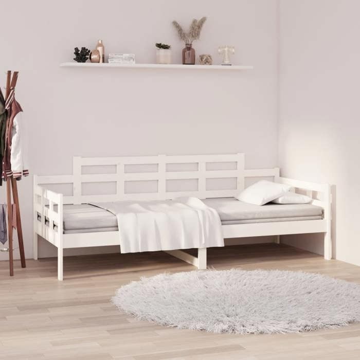 vidaXL Lit de jour sans matelas blanc bois de pin massif 90 x 190 cm