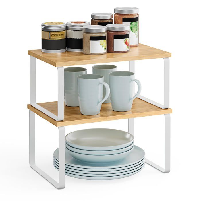 Rangements pour Placs de Cuisine Lot de 2 Empilables Beige + Blanc 297L cm 29 7L cm DESSERTE DE CUISINE