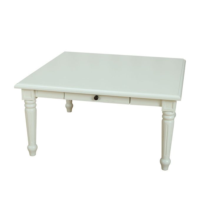 Amaretta Table basse vintage blanc vintage patiné 100x100 cm avec 1 tiroir. Amaretta Table basse vintage blanc vintage patiné 100x100 cm avec 1 tiroir.