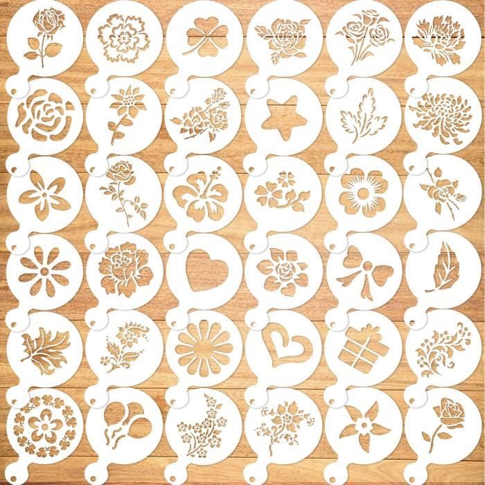 OOTSR Lot De 30 Pochoirs à Café Pour Décoration, Latte Art, Pâtisserie