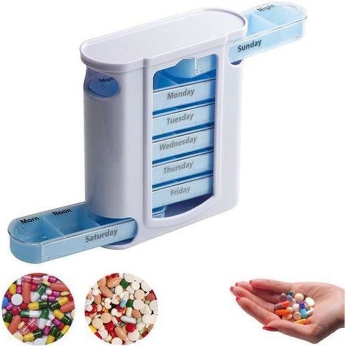 Pilulier Hebdomadaire - 7 Jours, 4 Compartiments Par Jour - Bleu - Pratique Pour Voyages