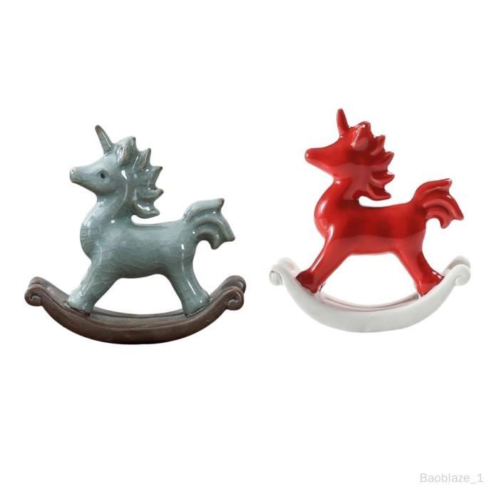 EJ.life Décor De Cheval à Bascule Statue De Cheval à Bascule Noir Petit