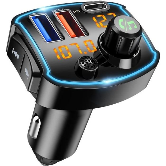 Oria Allume cigare usb,kit main libre bluetooth voiture,Transmetteur FM  Bluetooth, prise allume cigare,lecteur de musique