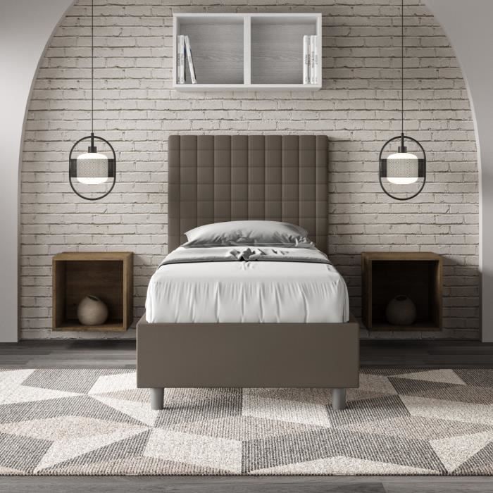 Lit coffre 1 place - Sunny - 80x210 - sommier relevable - cappuccino - design contemporain Lit coffre 1 place - Sunny - 80x210 - sommier relevable - cappuccino - design contemporain