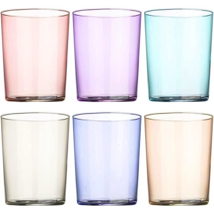 Lot De 6 Verres À Eau Et Spiritueux De Couleur Pastel 520Ml, Verres En ...