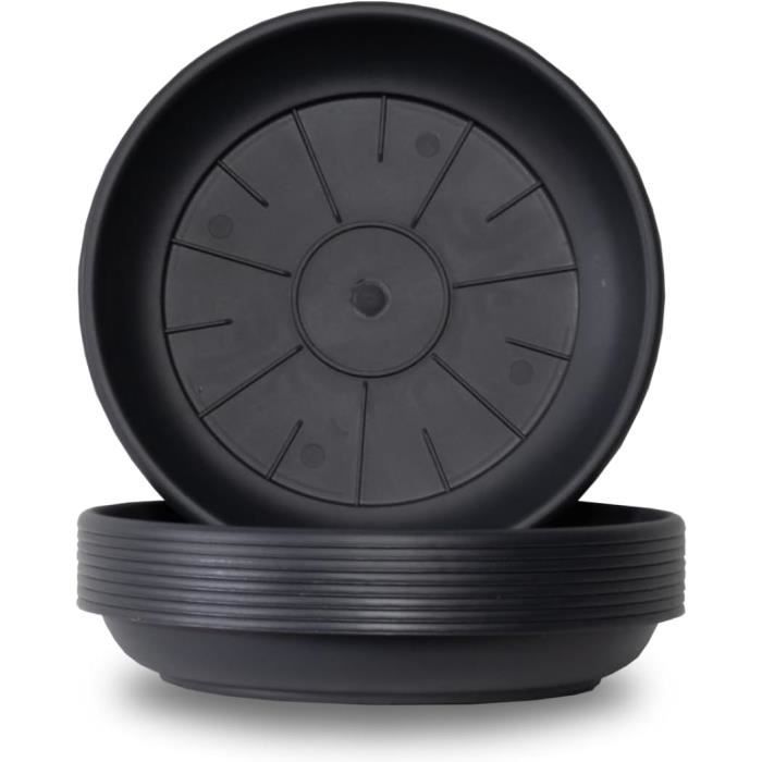 Pot De Fleurs Soucoupe Ronde 42 Cm Diamètre Noir - Dessous De Pot Plastique Robuste Pour Jardin Balcon