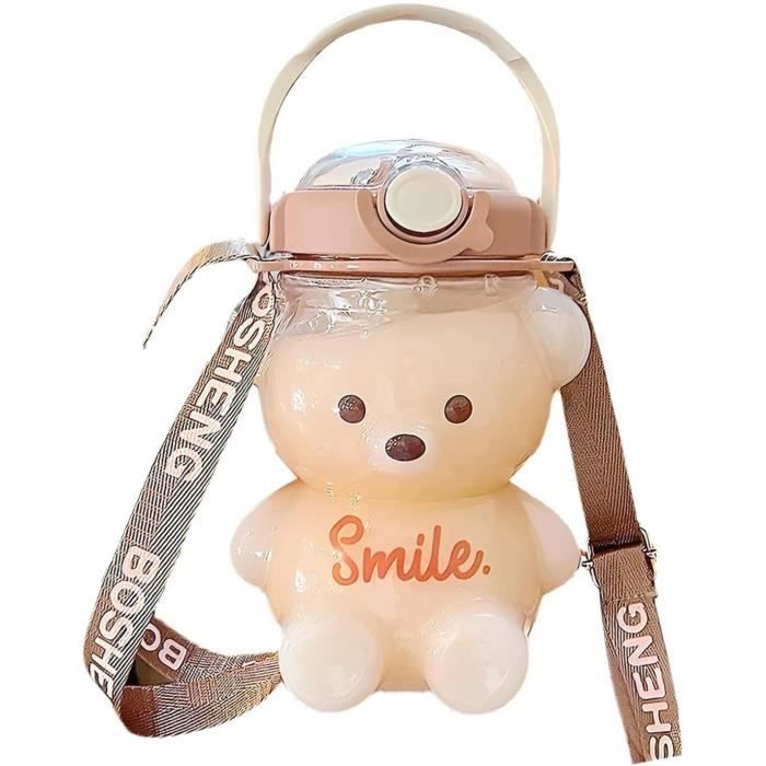 Kawaii Bear Straw Bottle, Large Kawaii Bear Shaped Water Bottle With ...