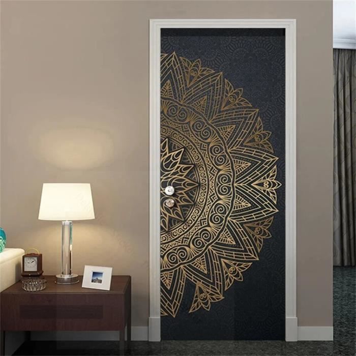 LuSeven Sticker Porte 3D Bambou Zen - Papier Peint Autocollant Imperméable 77x200 Cm - Décoration Murale Salon Chambre Cuisine - Effet Espace Agrandi