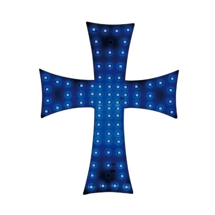 12-24V Croix Lumineuse 84 LED Colore Bleue Decoration Pare-brise Camion Voiture