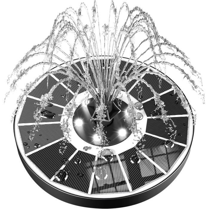 Fontaine Solaire Flottante Pour Jardin - 3W, 8 Buses, 6 LED Colorées - Pour Bassin, étang, Piscine