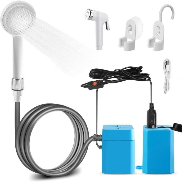 Pompe De Douche Portable Rechargeable Pour Camping - Tête De Douche Avec Filtre ICLOVER - 2m De Tuyau